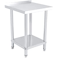 Los mejores  - AYNEFY - Mesa de trabajo de acero inoxidable- 1 unidad- doble capa- acero inoxidable- 0-6 mm (2 x 2 pies = 61 x 61 cm)
